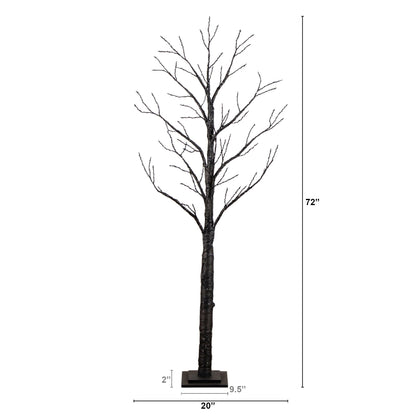 6' tall pre-lit artificial Halloween twig tree with 480 orange and purple LEDs Nearly Natural on Tampa Home & Garden Store