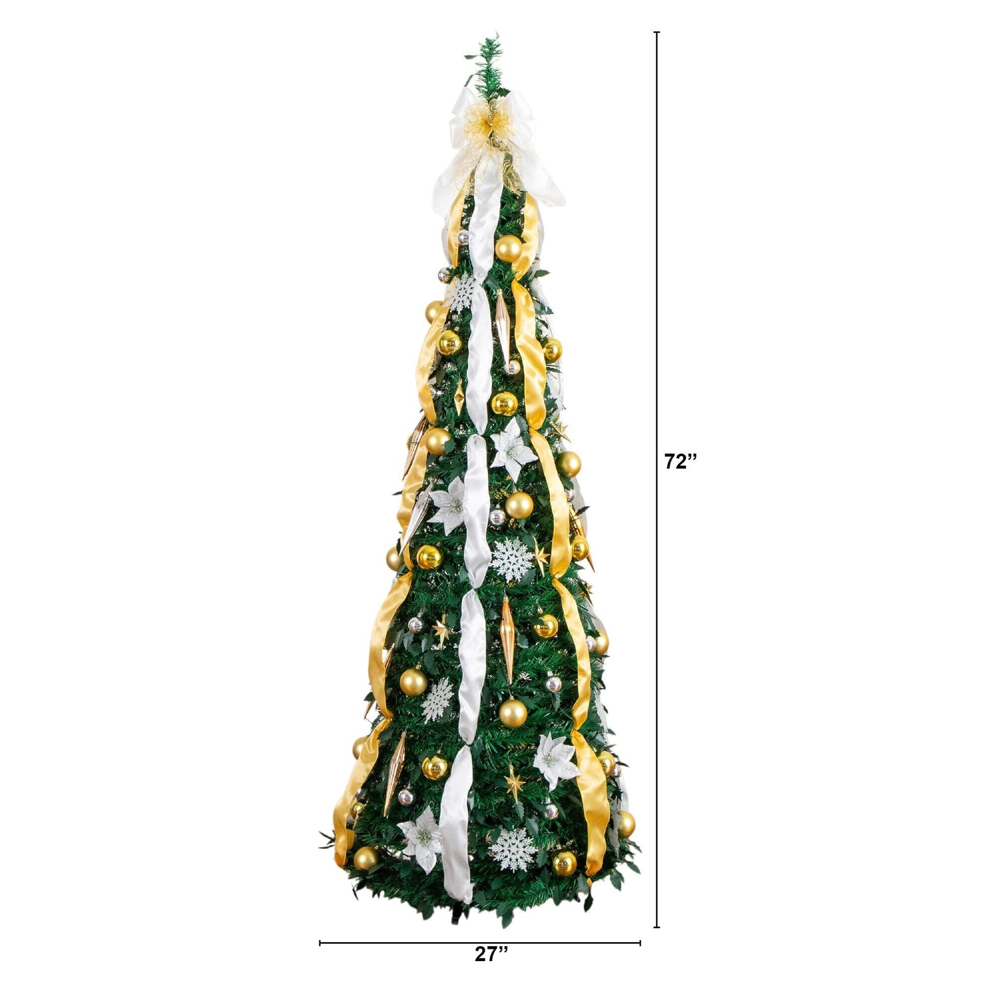 6ft pre-lit pop-up Christmas tree by Nearly Natural with gold and silver ornaments and LED on Tampa Home & Garden Store