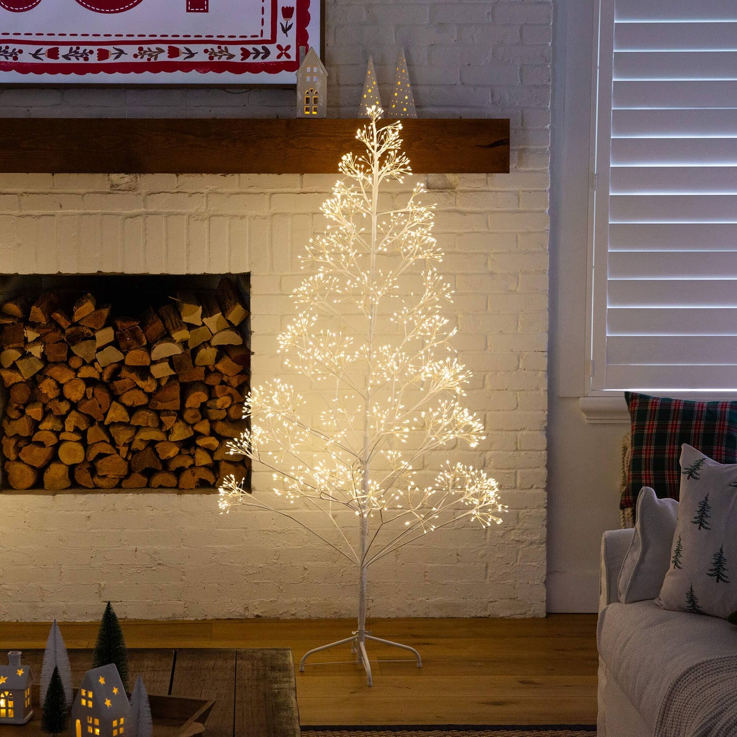 6' Nearly Natural white starburst pre-lit artificial Christmas tree with 1680 warm white LEDs on Tampa Home & Garden Store