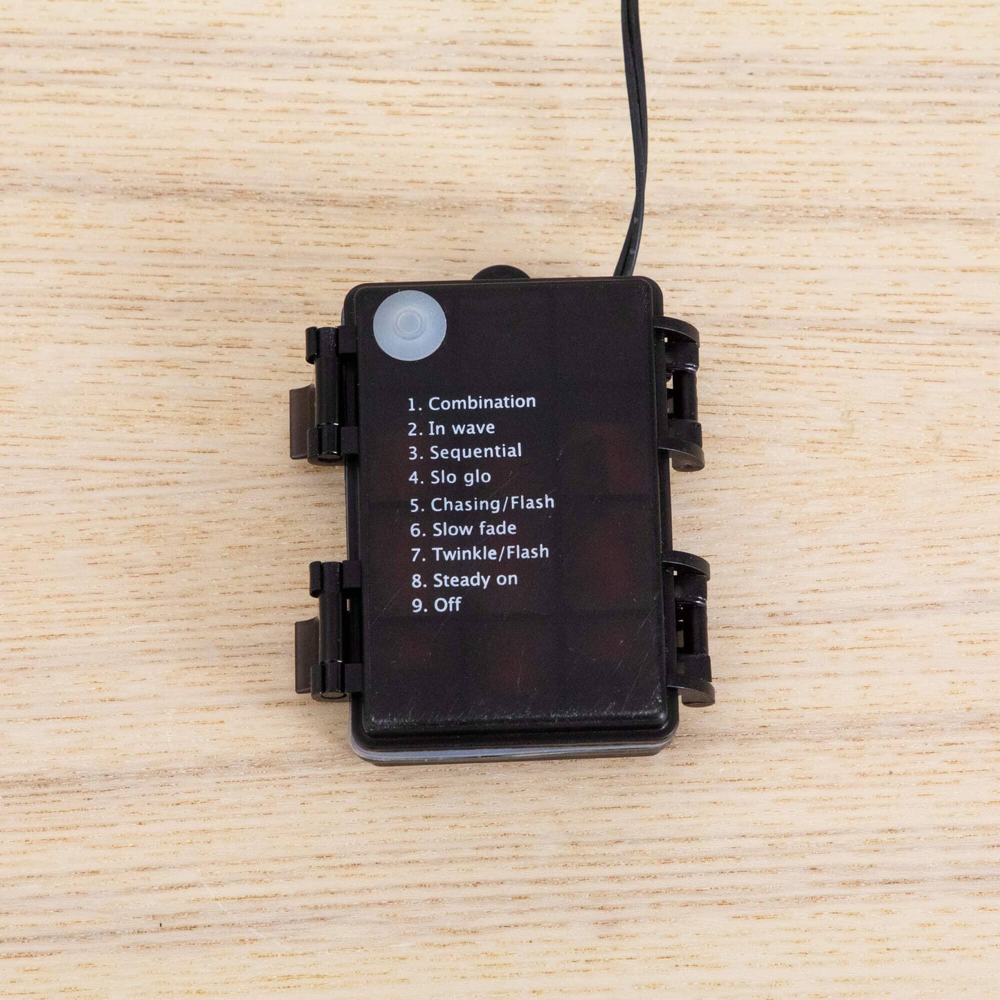 Garland lighting controller for Nearly Natural 6' Pre-Lit Autumn Maple garland, black box with mode dial and cord on Tampa Home & Garden Store