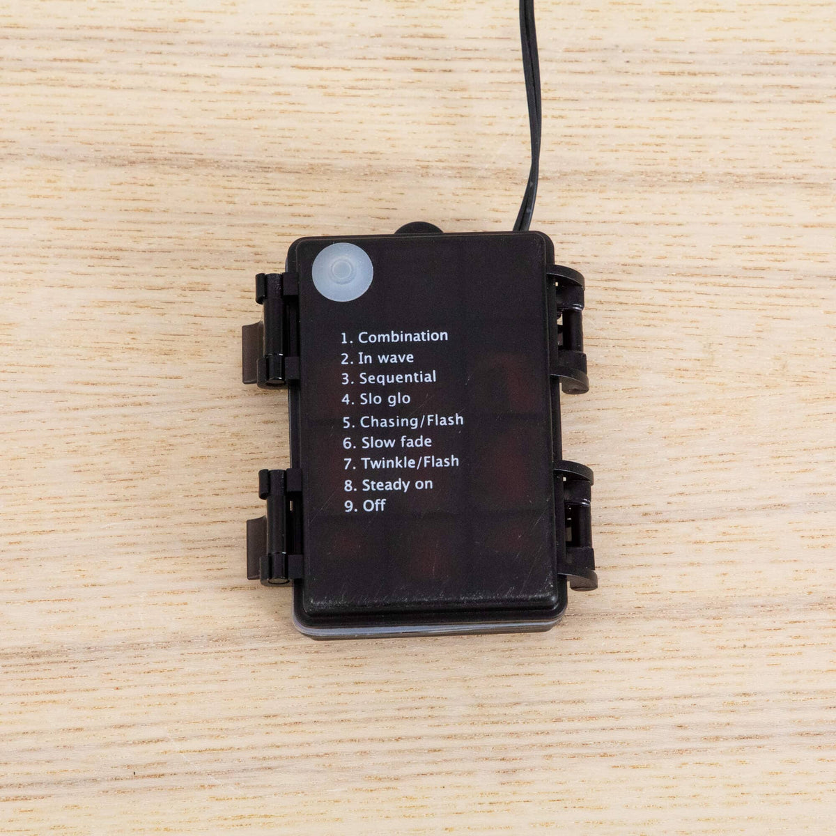 Garland lighting controller for Nearly Natural 6' Pre-Lit Autumn Maple garland, black box with mode dial and cord on Tampa Home & Garden Store