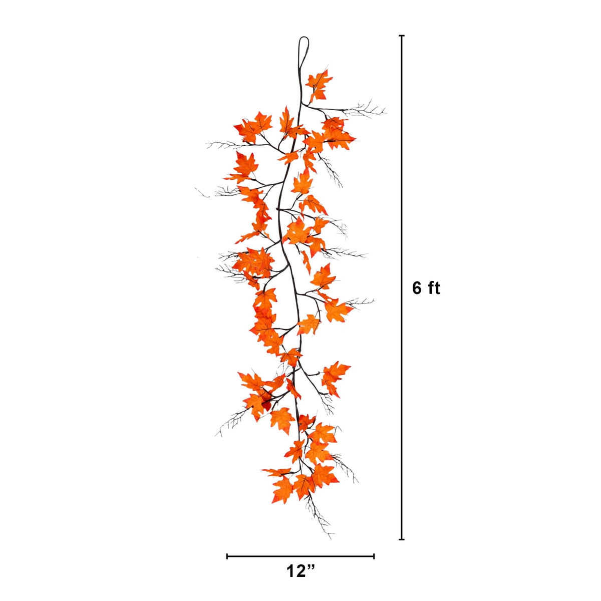 6 ft pre-lit autumn maple garland with orange leaves and 54 warmwhite LEDs by Nearly Natural on Tampa Home & Garden Store