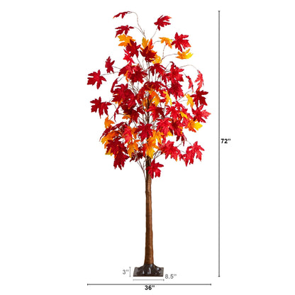 6 ft pre-lit Autumn Weeping Maple tree with 300 warm white LEDs by Nearly Natural on Tampa Home & Garden Store