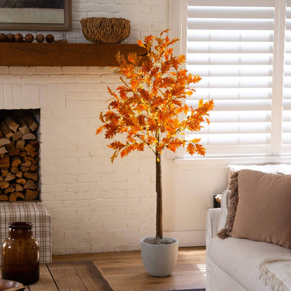 Tree Nearly Natural 6 ft Burnt Orange Autumn Maple Pre-Lit with 300 Warm White LEDs on Tampa Home & Garden Store