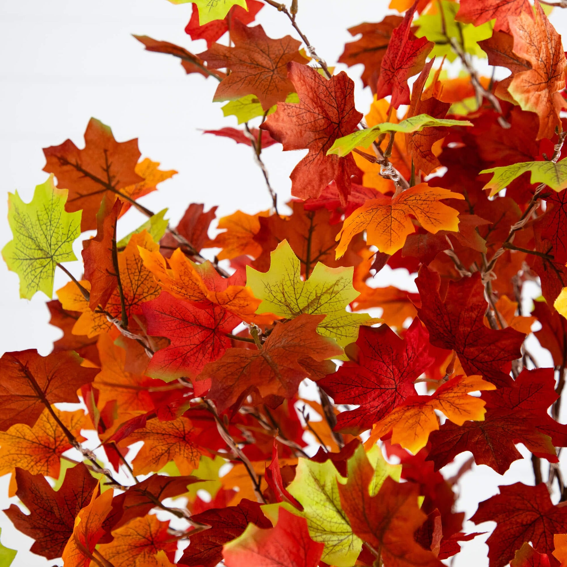 6 ft artificial maple tree with autumn red orange yellow leaves, pre-lit with 360 warm white LEDs on Tampa Home & Garden Store