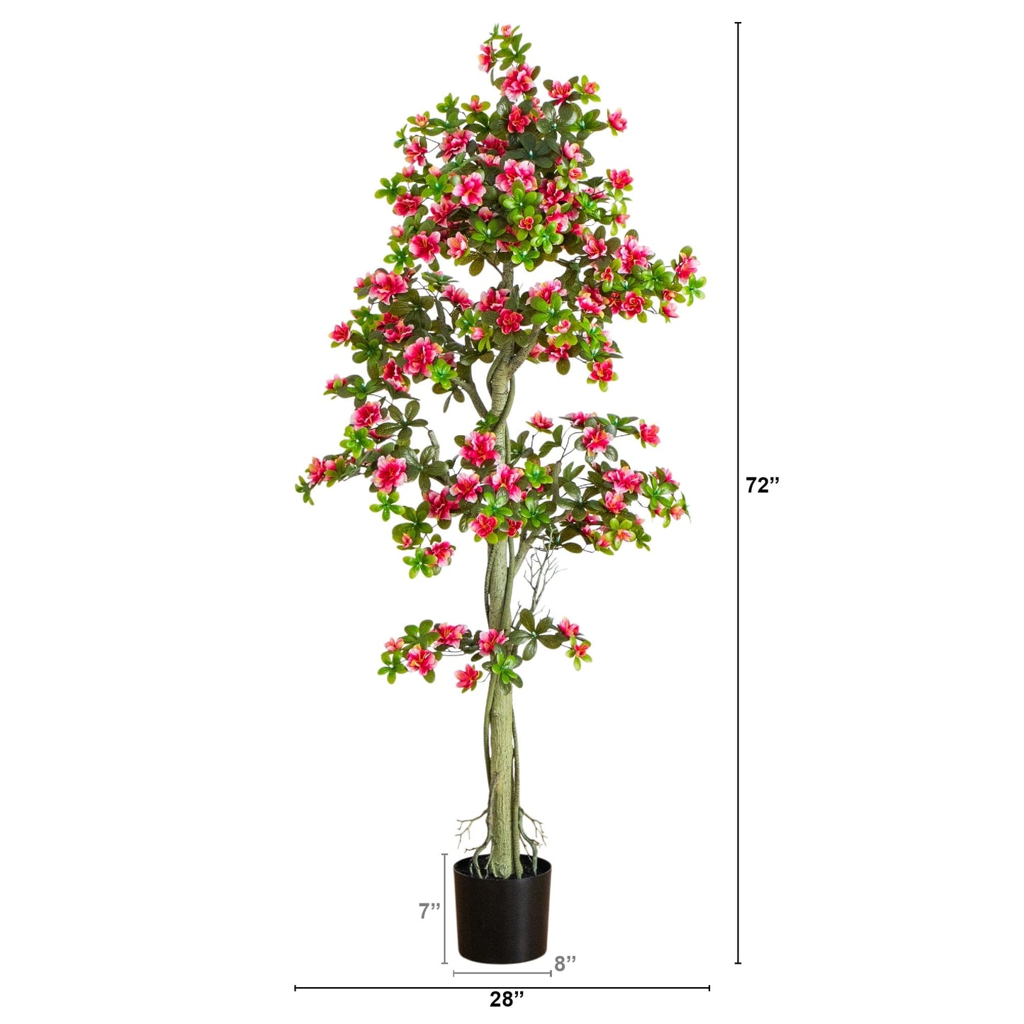 6' UV‑resistant Artificial Azalea Tree in brown pot with pink blooms Nearly Natural on Tampa Home & Garden Store