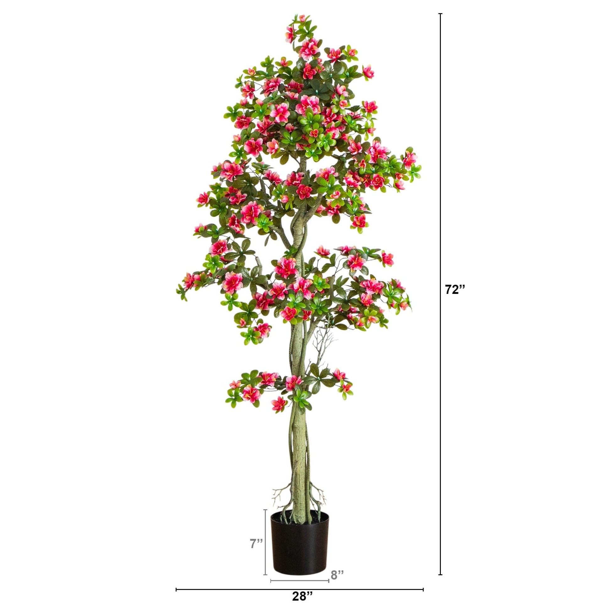 6' UV‑resistant Artificial Azalea Tree in brown pot with pink blooms Nearly Natural on Tampa Home & Garden Store