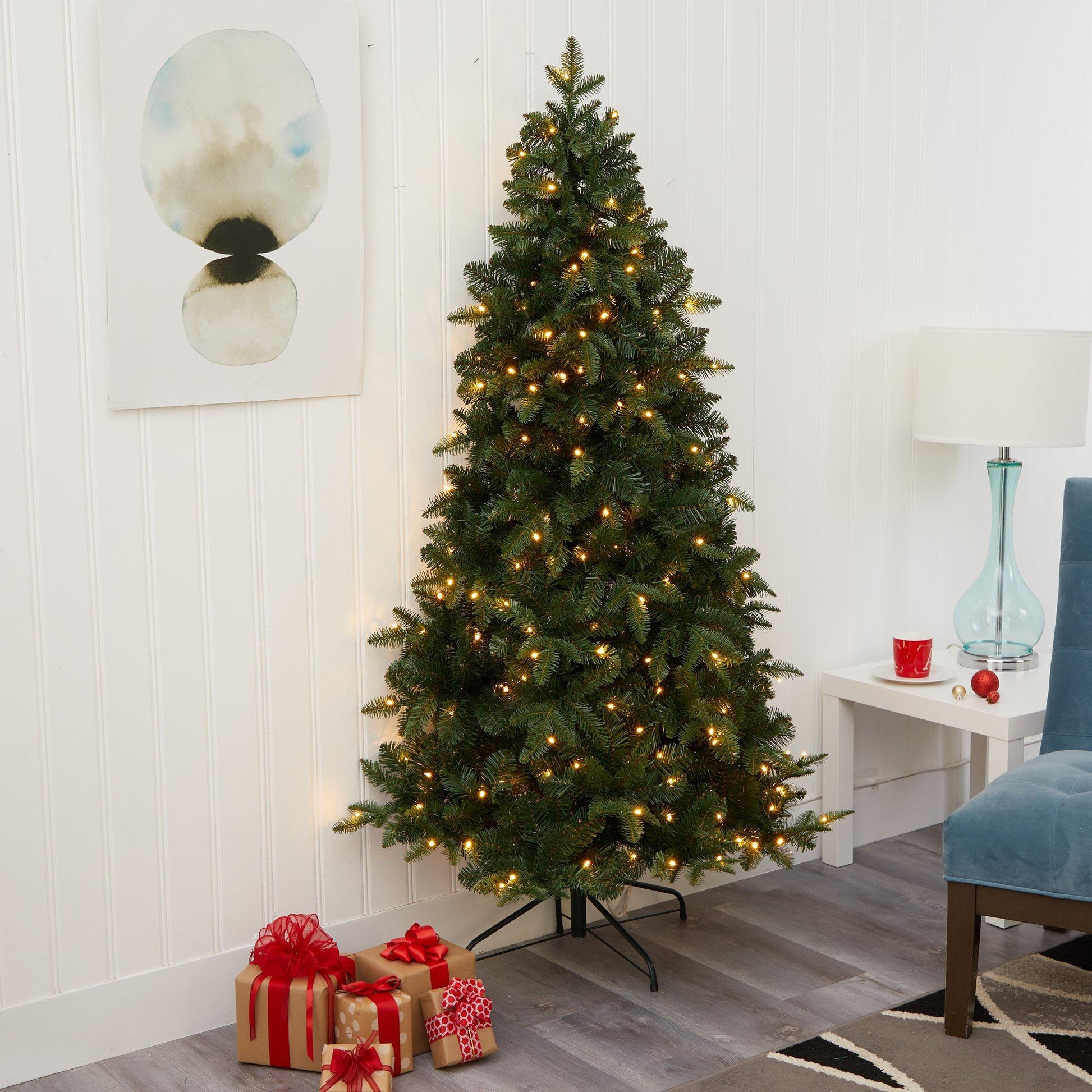 Christmas tree Nearly Natural 6’ Grand Teton Spruce with 180 clear LED lights on Tampa Home & Garden Store