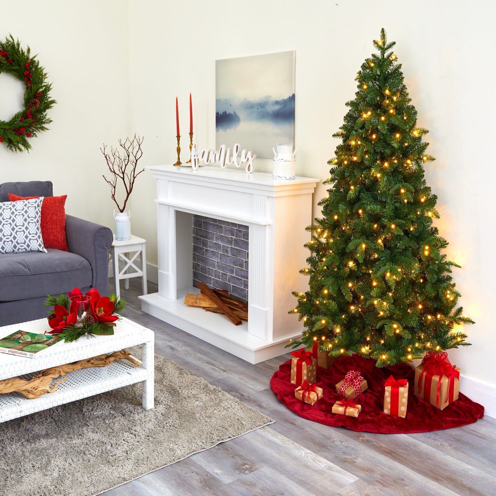 6’ Grand Teton Spruce Christmas Tree Nearly Natural with 180 LED lights and 727 bendable branches on Tampa Home & Garden Store