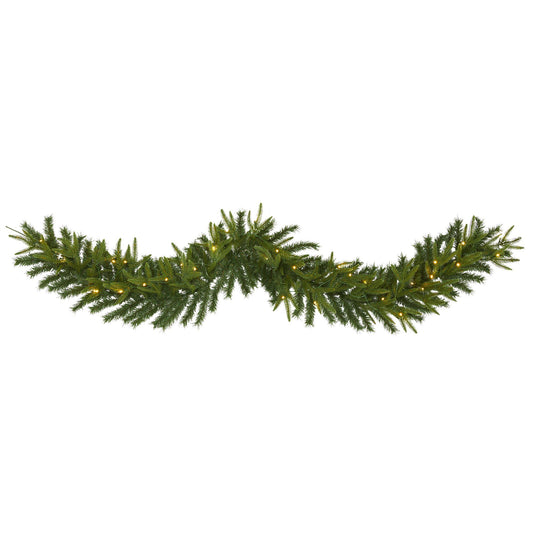6’ Green Pine Artificial Christmas Garland with 35 Clear LED Lights - Tampa Home & Garden Store