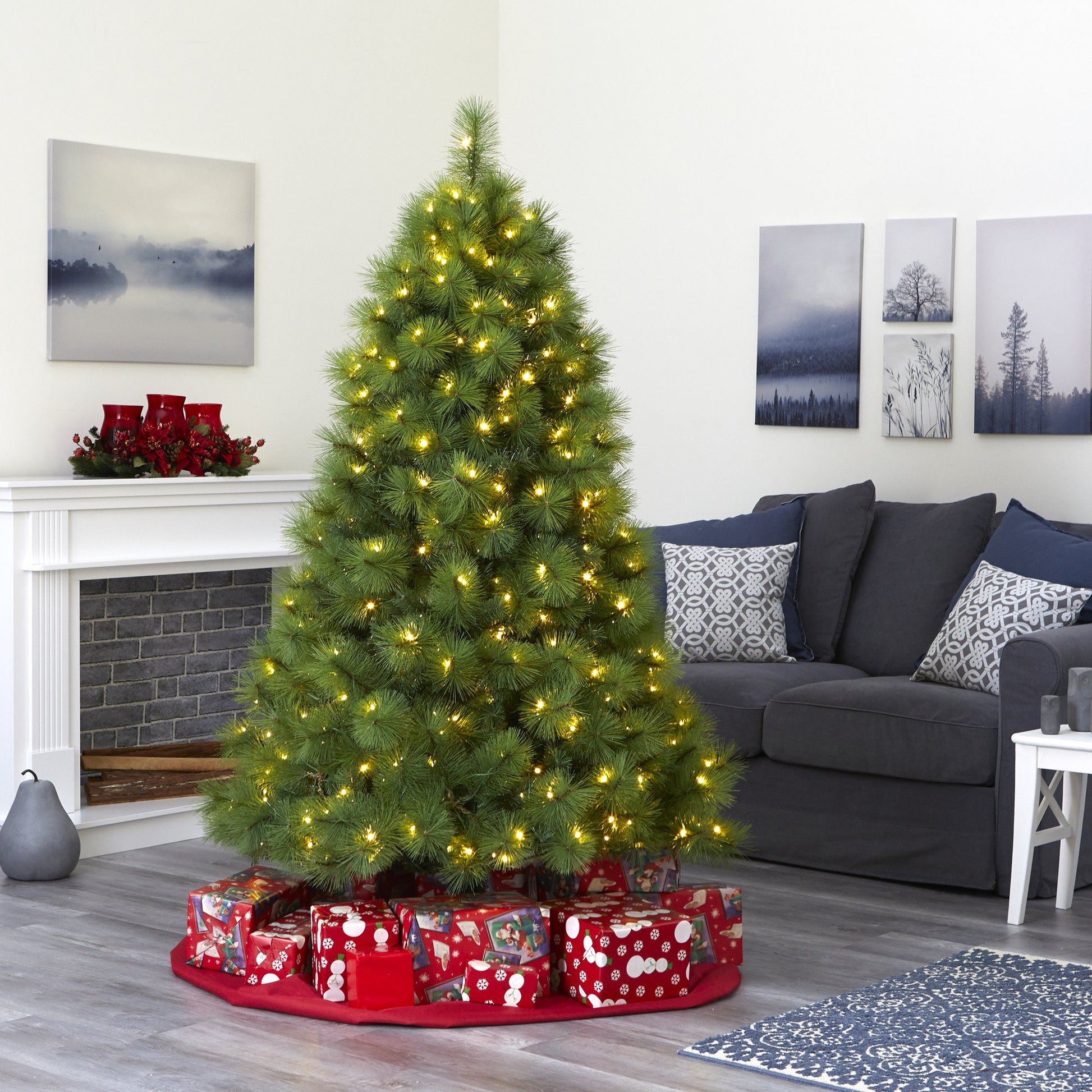 Artificial Christmas Tree by Nearly Natural 6’ Green Scotch Pine with 300 Clear LED Lights on Tampa Home & Garden Store