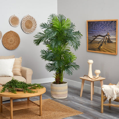 6 ft Hawaii artificial palm tree in handmade cotton multicolor woven planter on Tampa Home & Garden Store