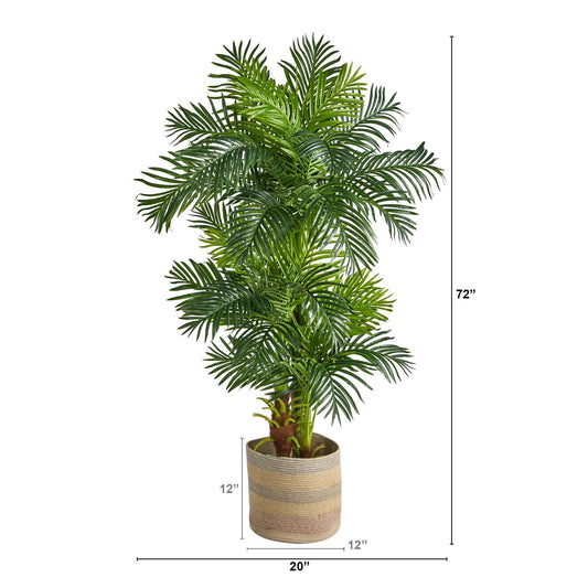 Nearly Natural 6 ft Hawaii artificial palm tree in handmade natural cotton woven planter on Tampa Home & Garden Store