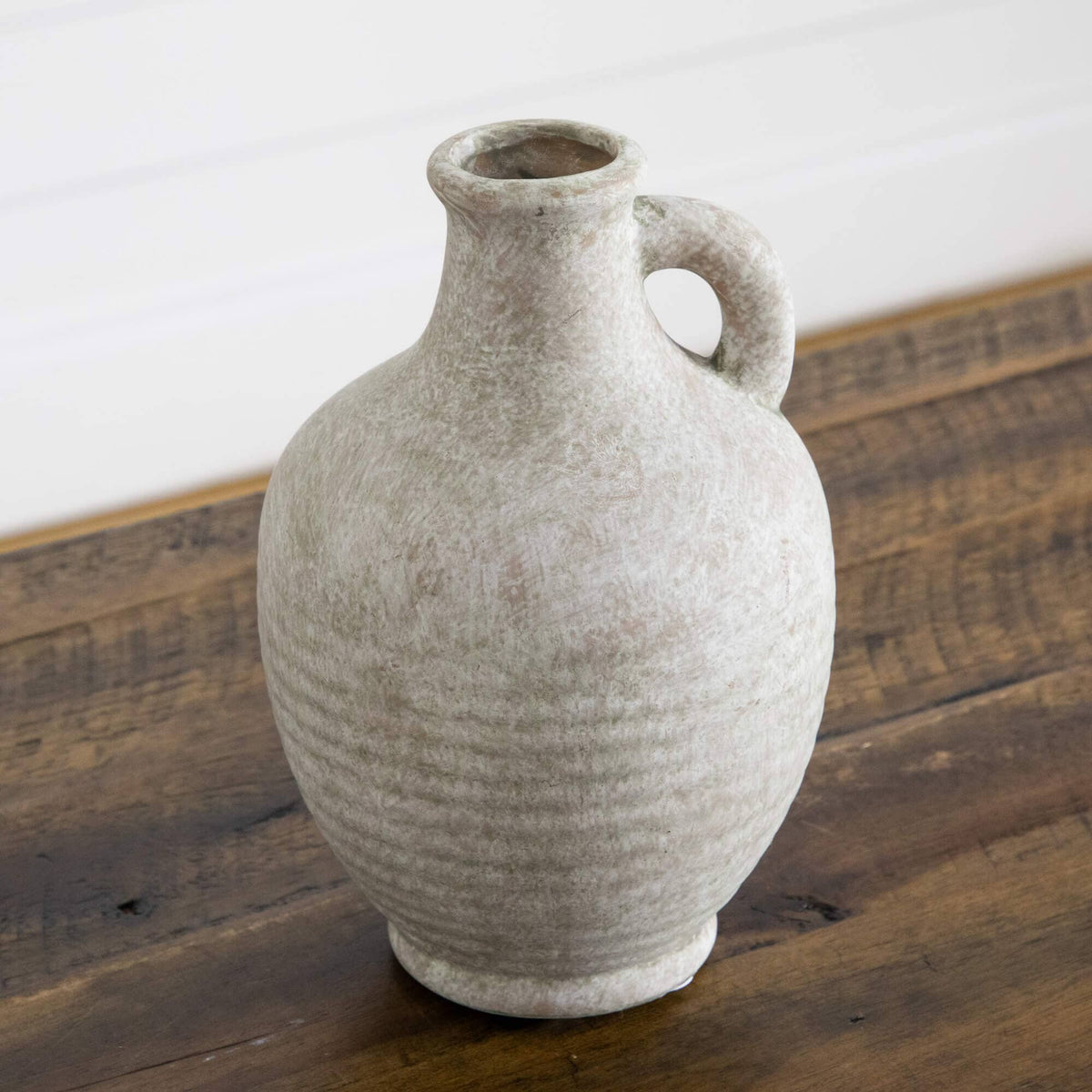 7-inch natural ceramic jug vase by Nearly Natural with weathered gray textured surface on Tampa Home & Garden Store