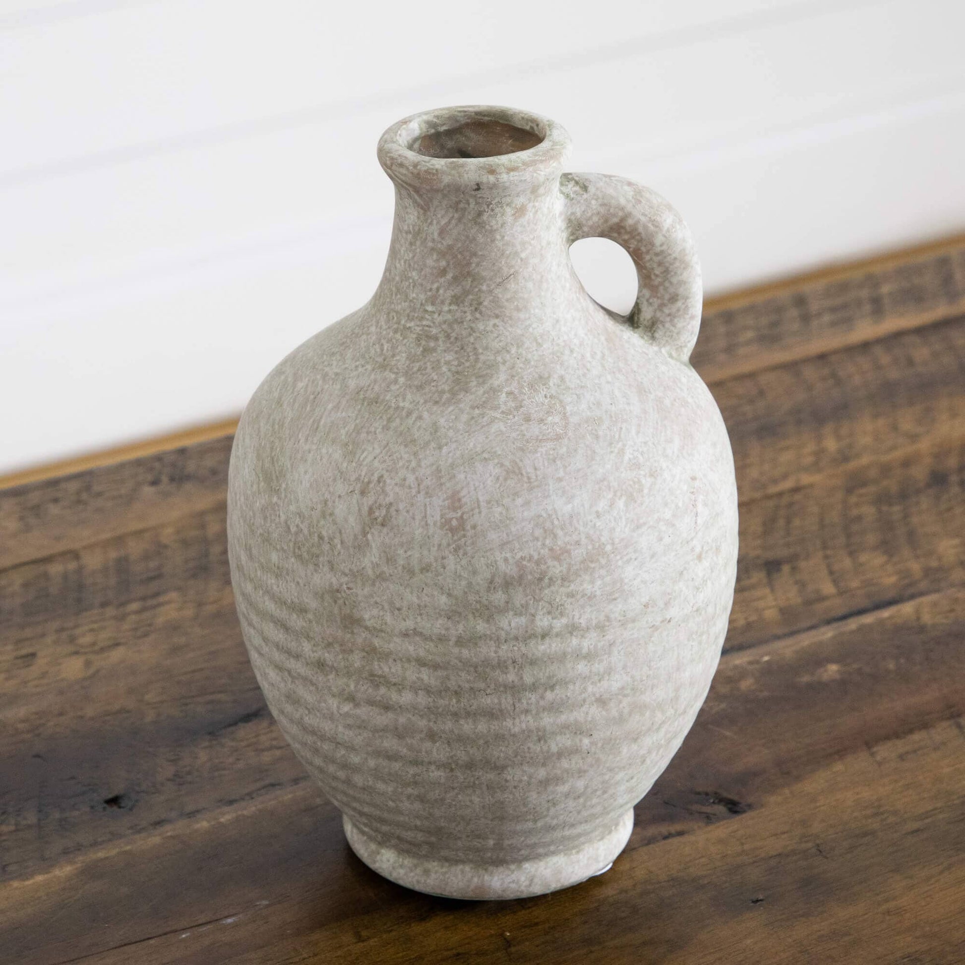 7-inch natural ceramic jug vase by Nearly Natural with weathered gray textured surface on Tampa Home & Garden Store