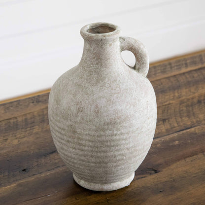 7-inch natural ceramic jug vase by Nearly Natural with weathered gray textured surface on Tampa Home & Garden Store