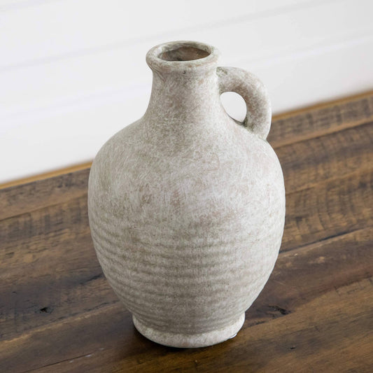 7-inch natural ceramic jug vase by Nearly Natural with weathered gray textured surface on Tampa Home & Garden Store