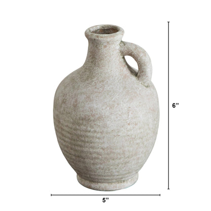 7-inch Natural Ceramic Jug vase in weathered beige glaze by Nearly Natural on Tampa Home & Garden Store