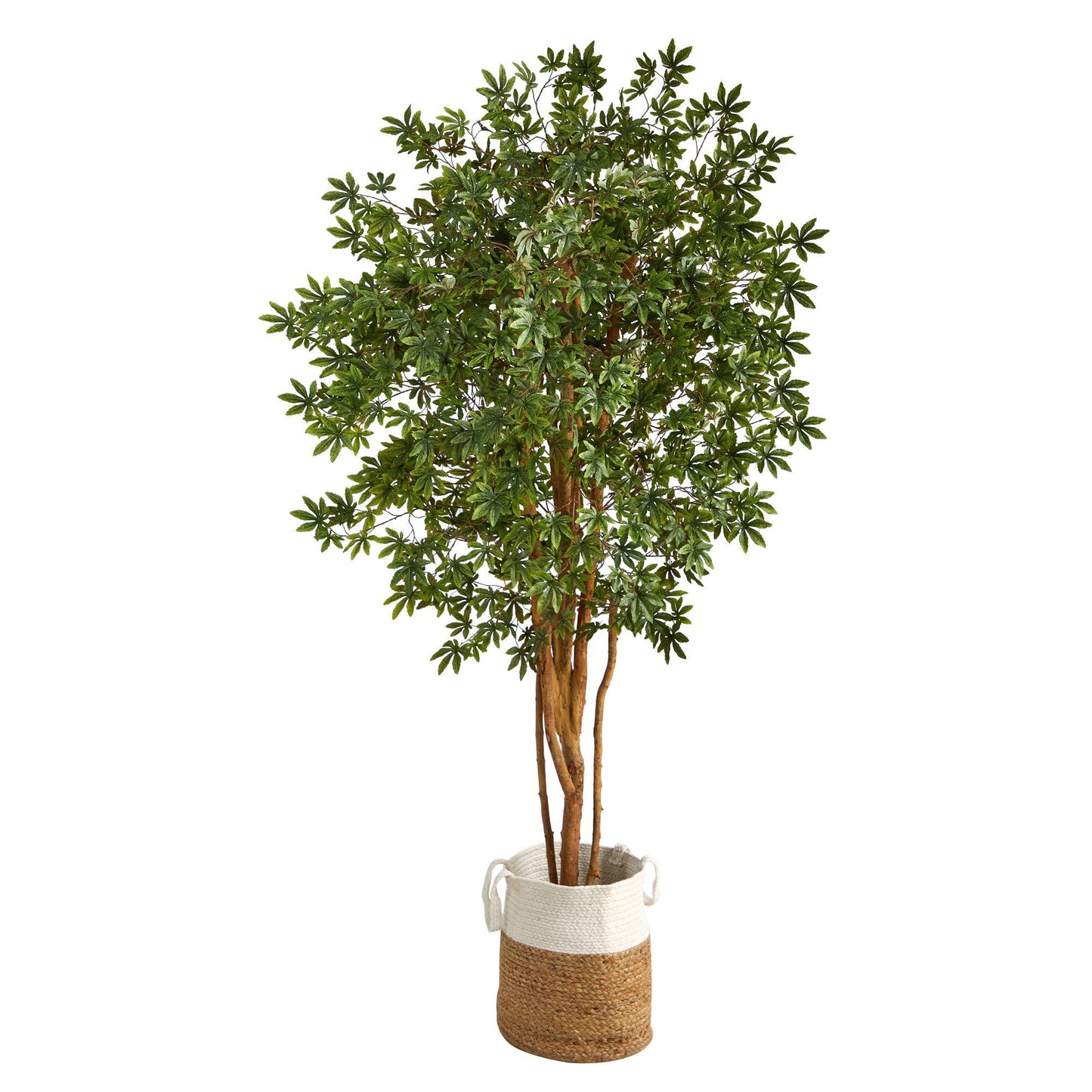 Arce japonés artificial de 6' en macetero hecho a mano de yute natural y algodón