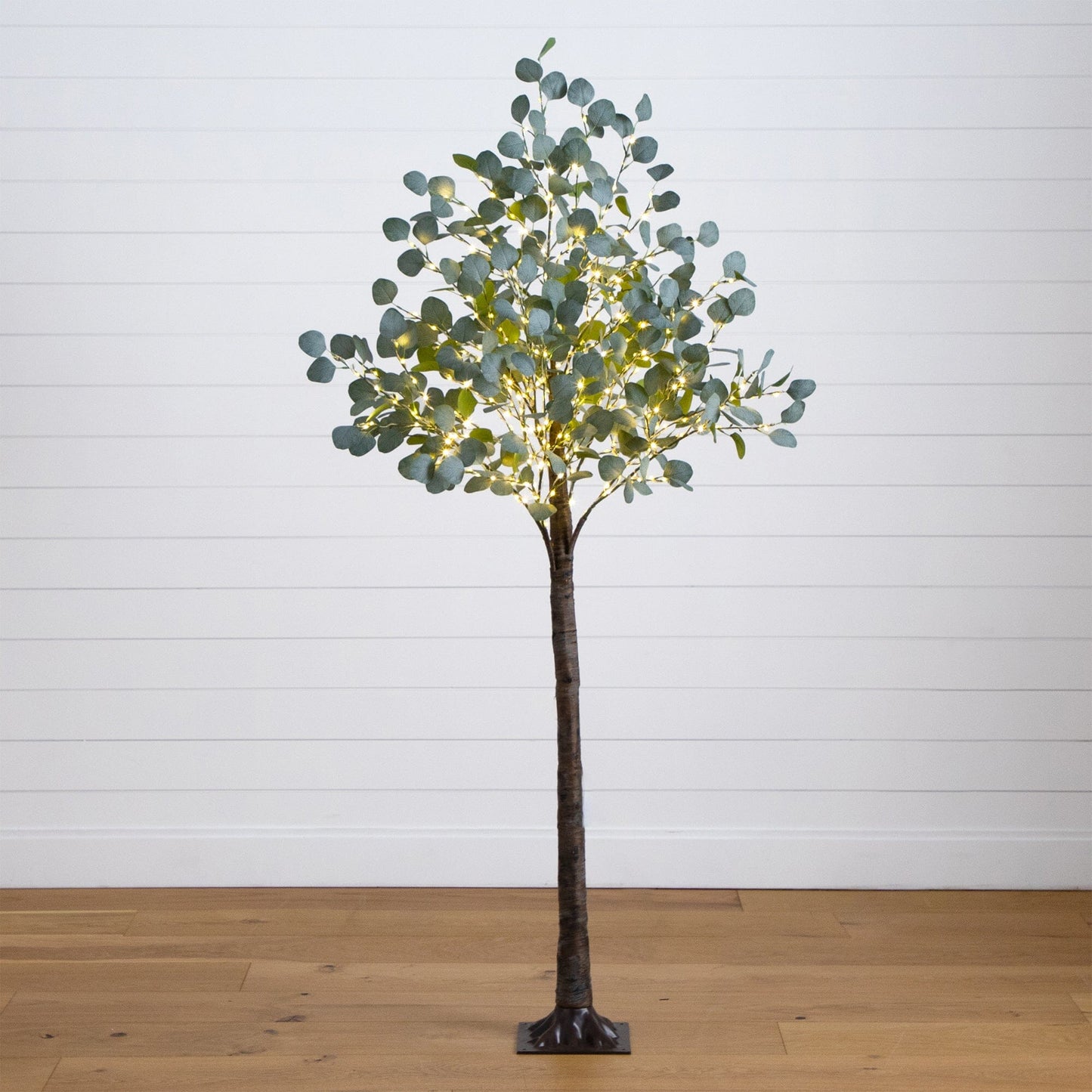 6’ lighted artificial eucalyptus tree by Nearly Natural with 420 warm white LEDs and green leaves on Tampa Home & Garden Store