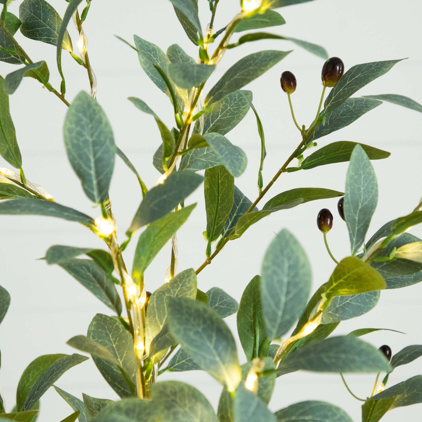 Artificial Fruiting Olive Tree and Warm Lights