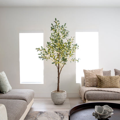 Artificial Fruiting Olive Tree and Warm Lights