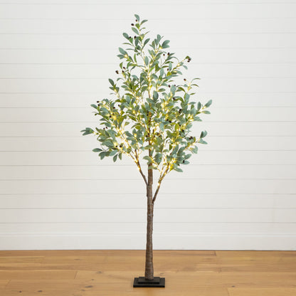 Artificial Fruiting Olive Tree and Warm Lights