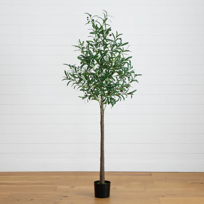 6 ft lighted artificial olive tree by Nearly Natural with 300 warm white LEDs in a black pot on Tampa Home & Garden Store