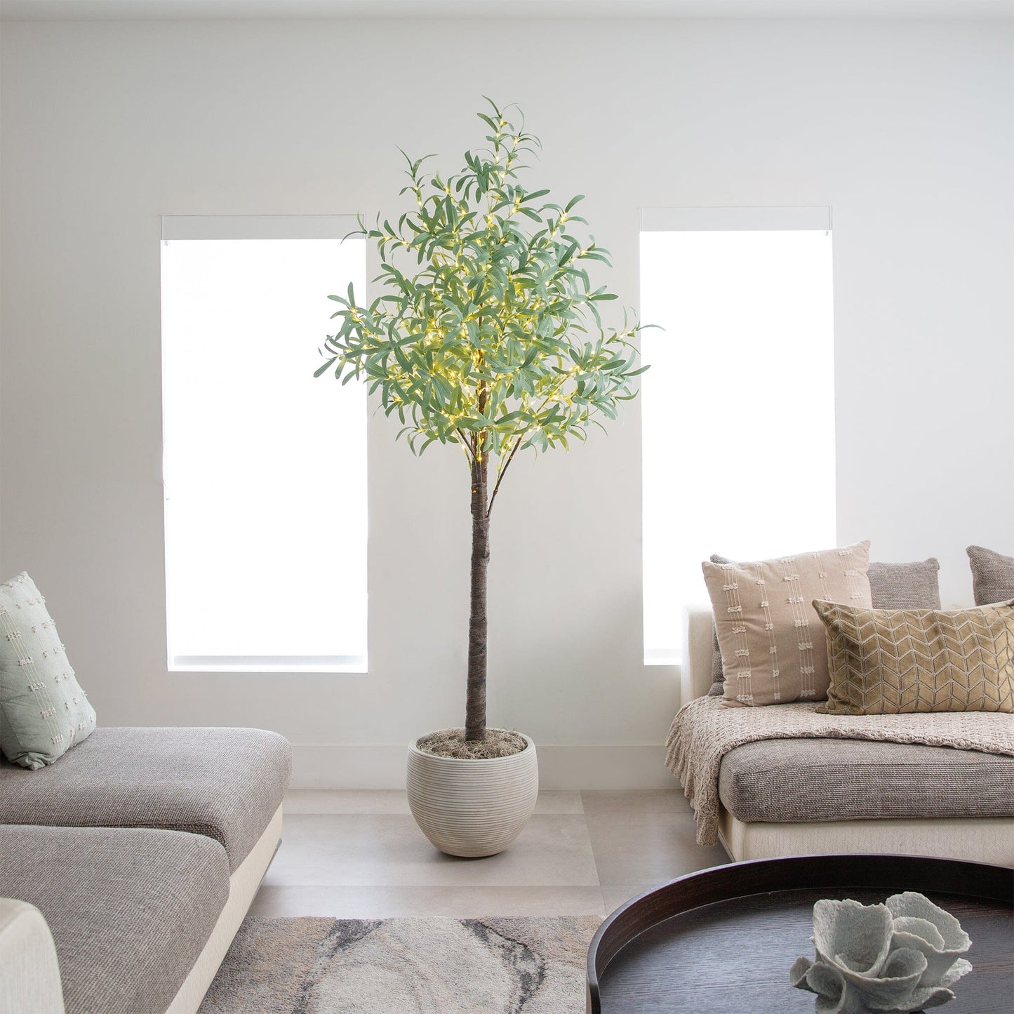 6 Foot Artificial Olive Tree and LED Lights