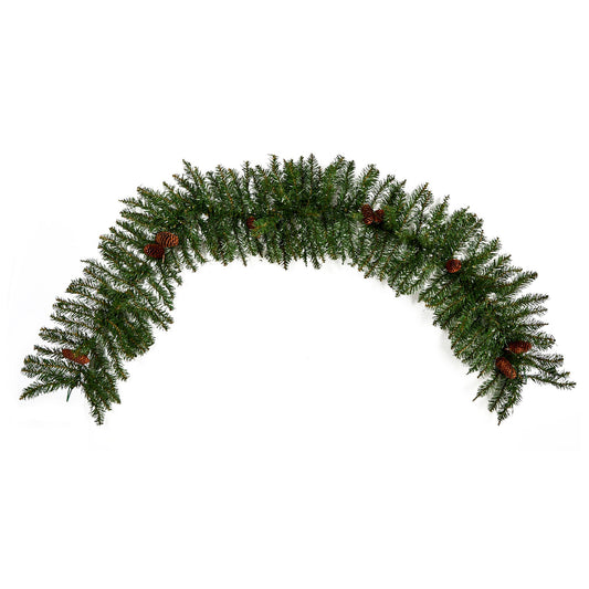 6' Mixed Alaskan Pines and Pinecones Artificial Christmas Garland 50 Warm White LED Lights - Tampa Home & Garden Store