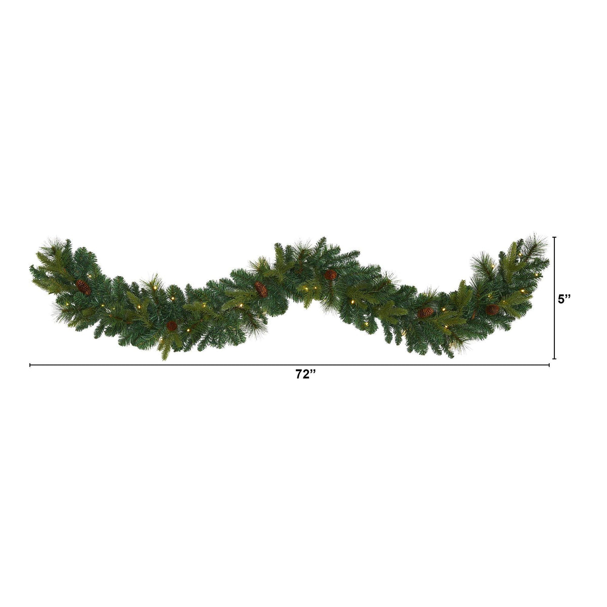 Garland Nearly Natural 6’ mixed pine and pinecone with 35 clear LED lights on Tampa Home & Garden Store