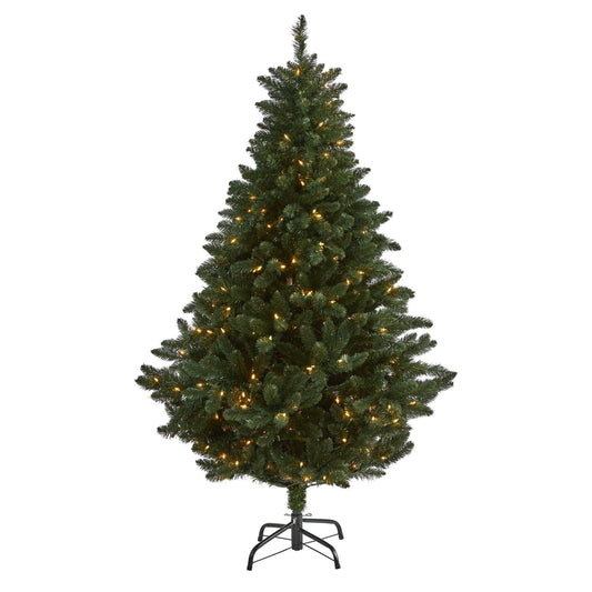 6 ft Northern Rocky Spruce Christmas tree by Nearly Natural with 300 clear lights on Tampa Home & Garden Store