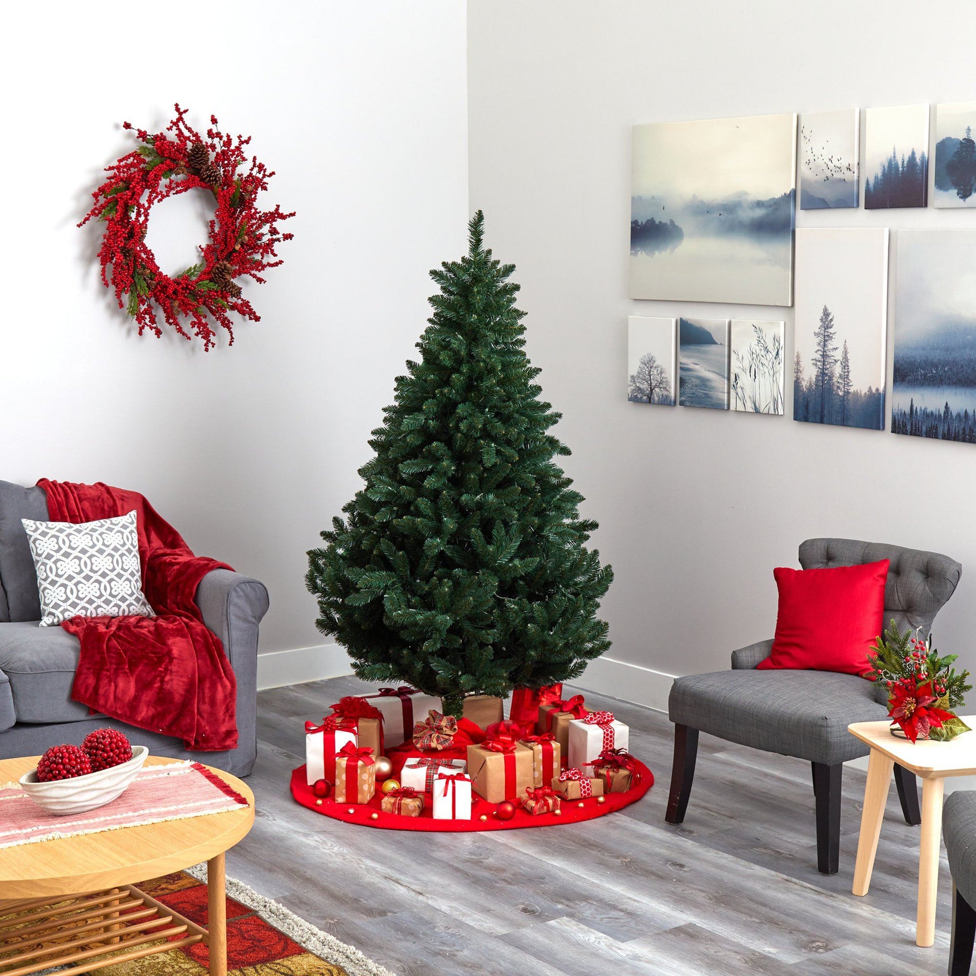 6’ Northern Rocky Spruce artificial Christmas tree with 300 clear lights and 838 bendable branches Nearly Natural on Tampa Home & Garden Store
