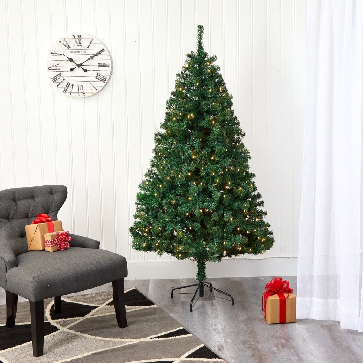 6' Northern Tip Pine artificial Christmas tree with 250 clear LED lights Nearly Natural on Tampa Home & Garden Store