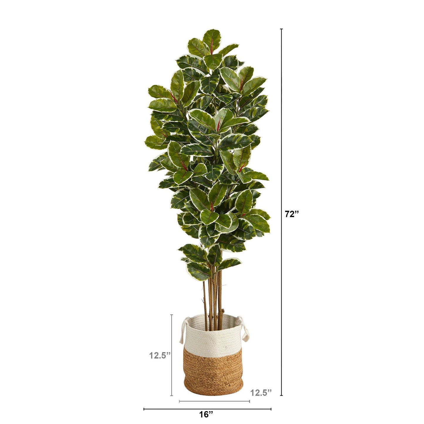 Árbol Artificial de Roble de 1.83 m en Maceta Artesanal de Yute y Algodón Resistente a los Rayos UV (Interior/Exterior)