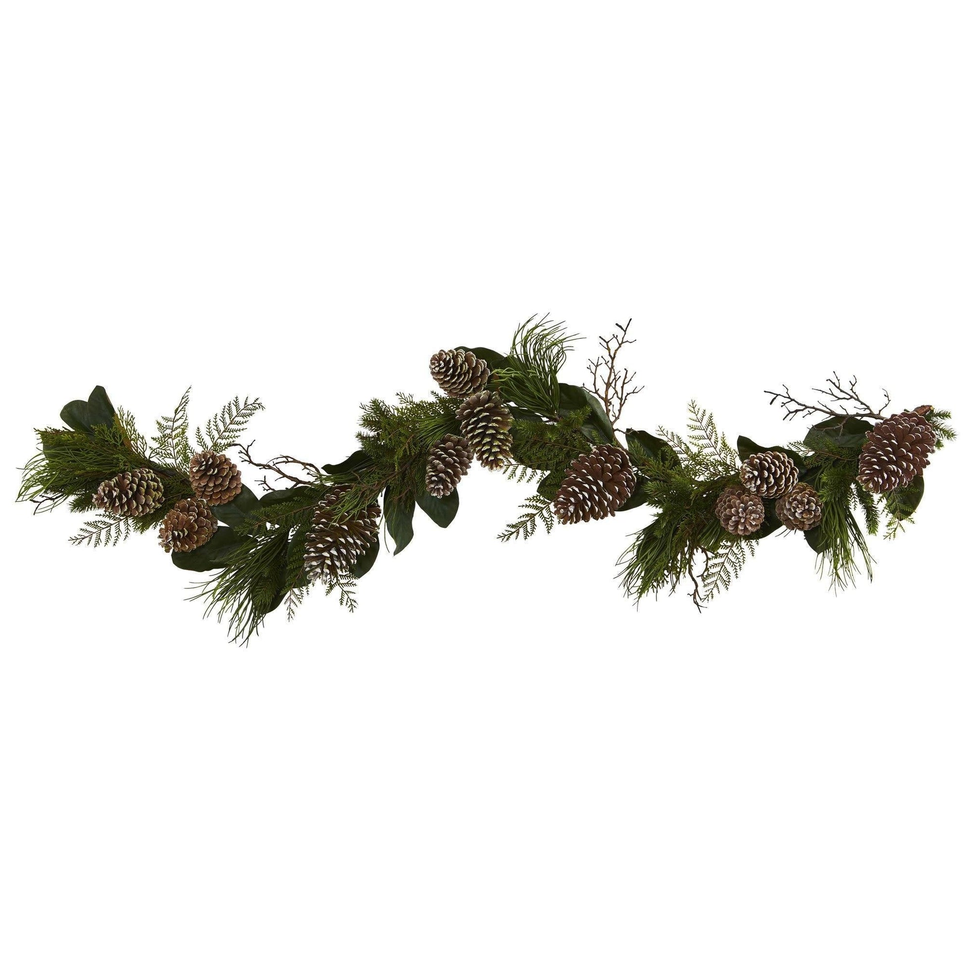 6 ft Pine Cone and Pine Garland Nearly Natural, artificial evergreen garland with pinecones and needles on Tampa Home & Garden Store