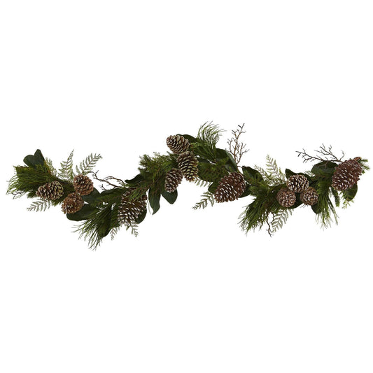 6 ft Pine Cone and Pine Garland Nearly Natural, artificial evergreen garland with pinecones and needles on Tampa Home & Garden Store
