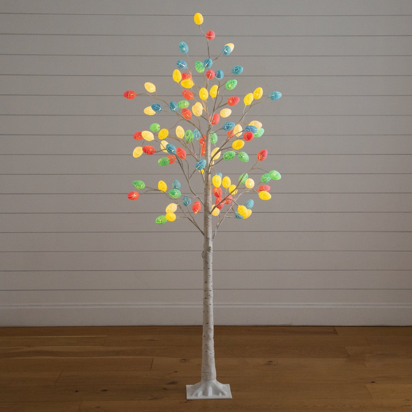 6' Pre-Lit Artificial Easter Twig Tree with 96 egg-shaped LED ornaments, Nearly Natural multicolor lights on Tampa Home & Garden Store