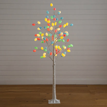 6' Pre-Lit Artificial Easter Twig Tree with 96 egg-shaped LED ornaments, Nearly Natural multicolor lights on Tampa Home & Garden Store