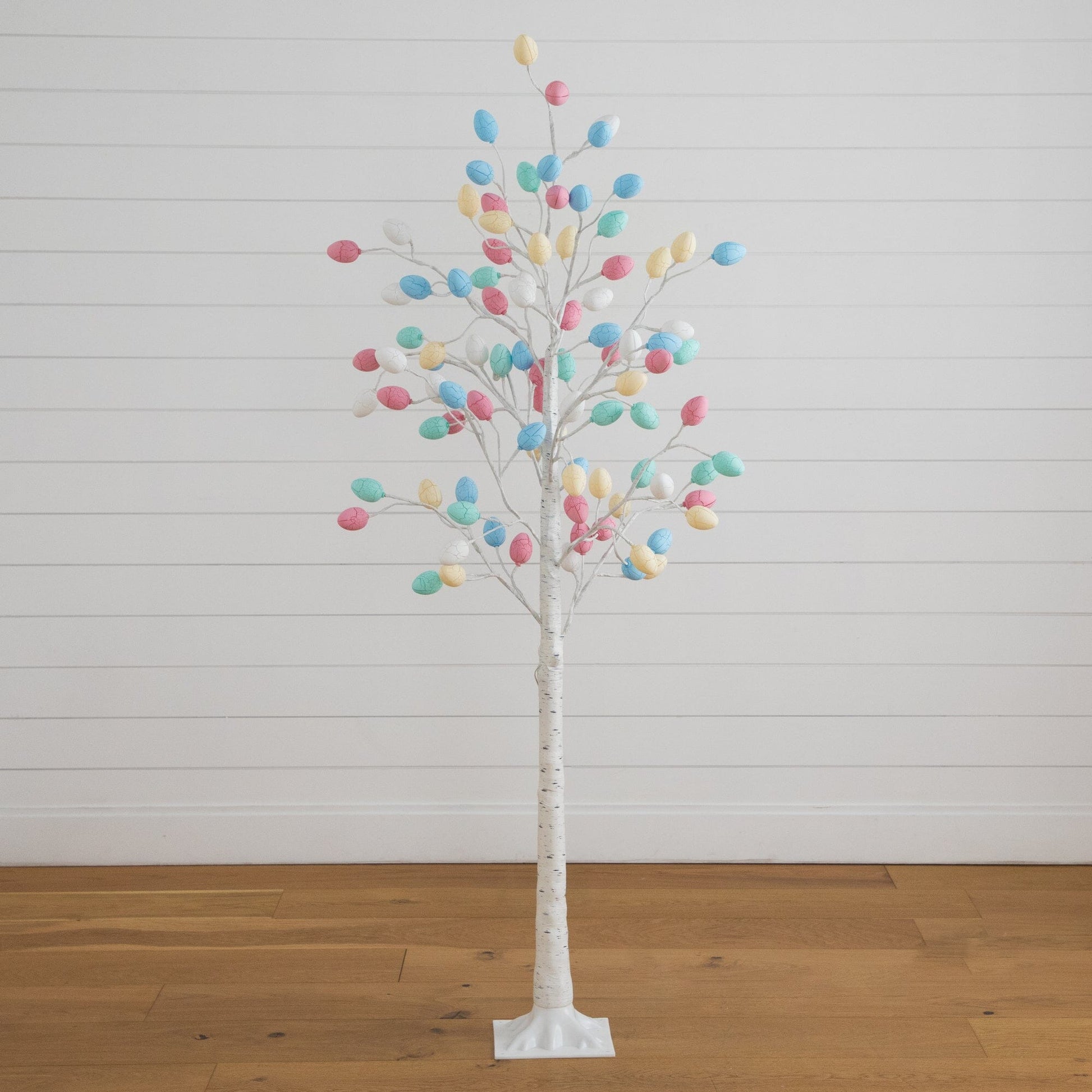 6' Pre-Lit Easter Twig Tree with 96 egg LED ornaments Nearly Natural pastel eggs on birch tree on Tampa Home & Garden Store