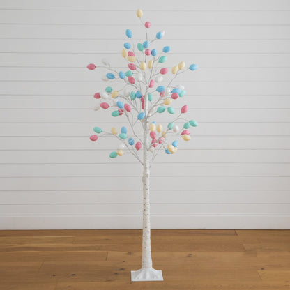 6' Pre-Lit Easter Twig Tree with 96 egg LED ornaments Nearly Natural pastel eggs on birch tree on Tampa Home & Garden Store