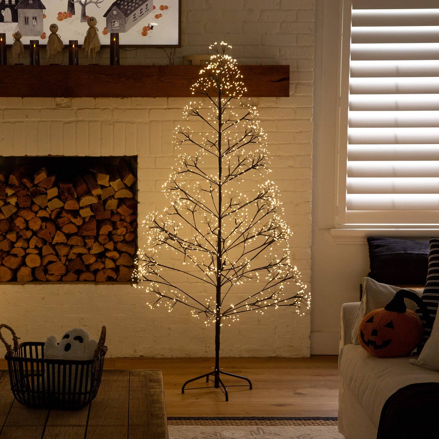 6' Nearly Natural Halloween black starburst pre-lit tree with 1680 Fairy Warm White LED Lights on Tampa Home & Garden Store