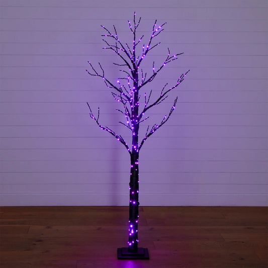 6 ft pre-lit artificial Halloween twig tree with purple LED lights on Tampa Home & Garden Store