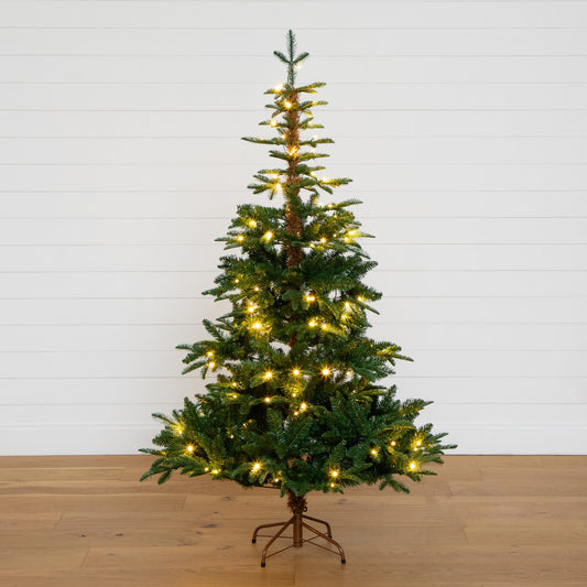 6-ft Pre-Lit Idaho Mixed Fir Christmas Tree with 130 warm white LEDs, Nearly Natural on Tampa Home & Garden Store