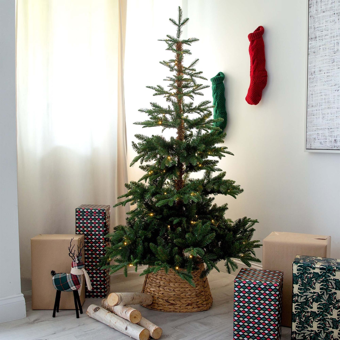 Six Foot Mixed Fir Tree with Warm White Lights
