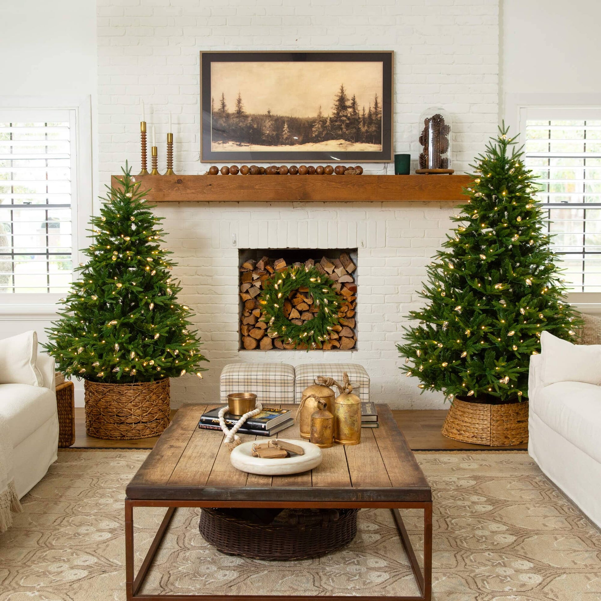 Two 6' pre-lit artificial Luxembourg Pine Christmas Trees with 250 multicolored LED lights by Nearly Natural on Tampa Home & Garden Store