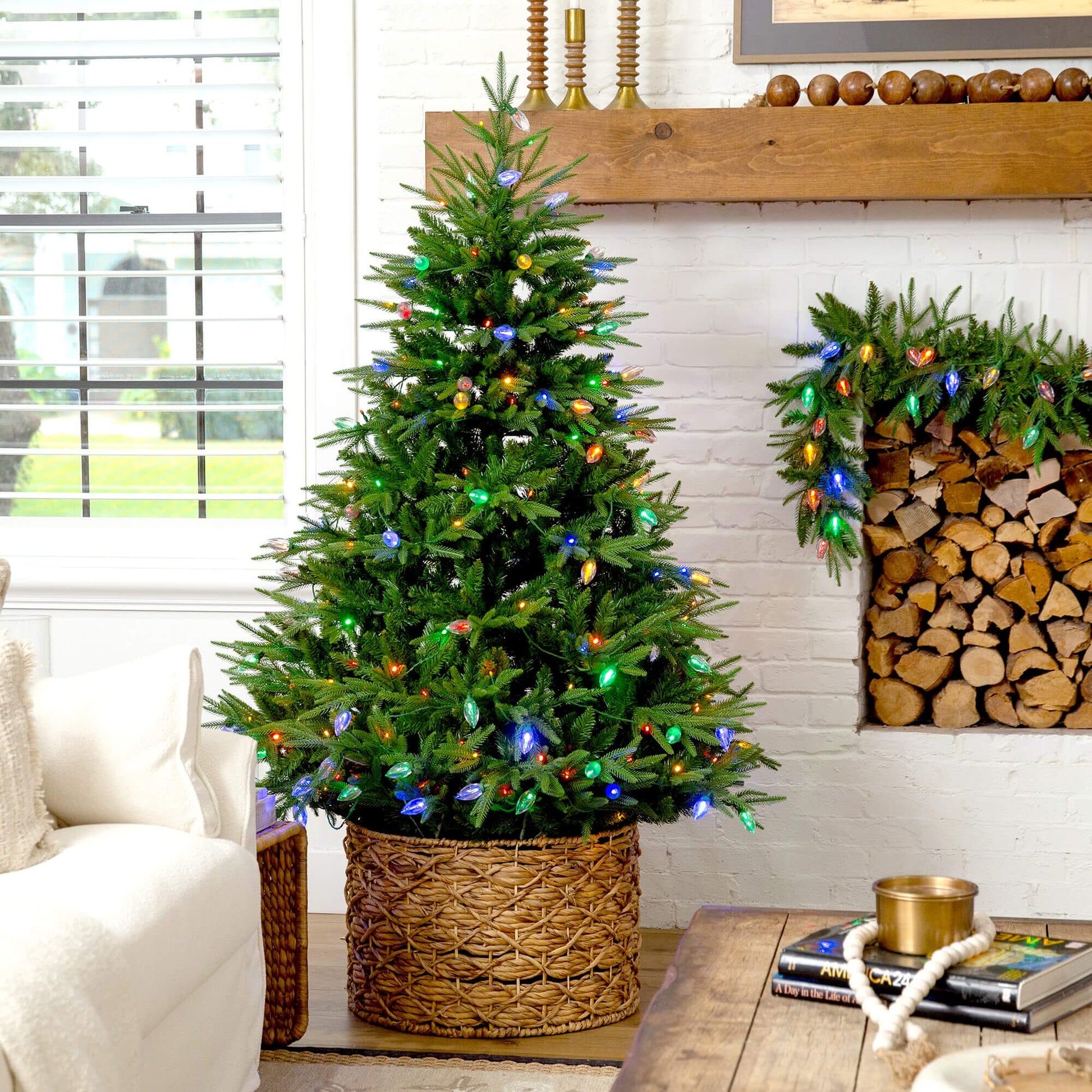 6 ft pre-lit artificial Luxembourg pine Christmas tree with 250 LED lights Nearly Natural on Tampa Home & Garden Store
