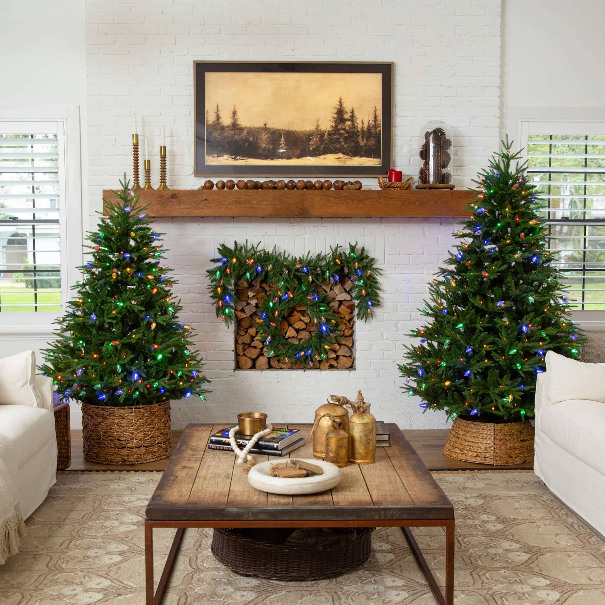 Two 6' Pre-Lit Luxembourg Pine Christmas Trees by Nearly Natural, 250 LED lights on Tampa Home & Garden Store