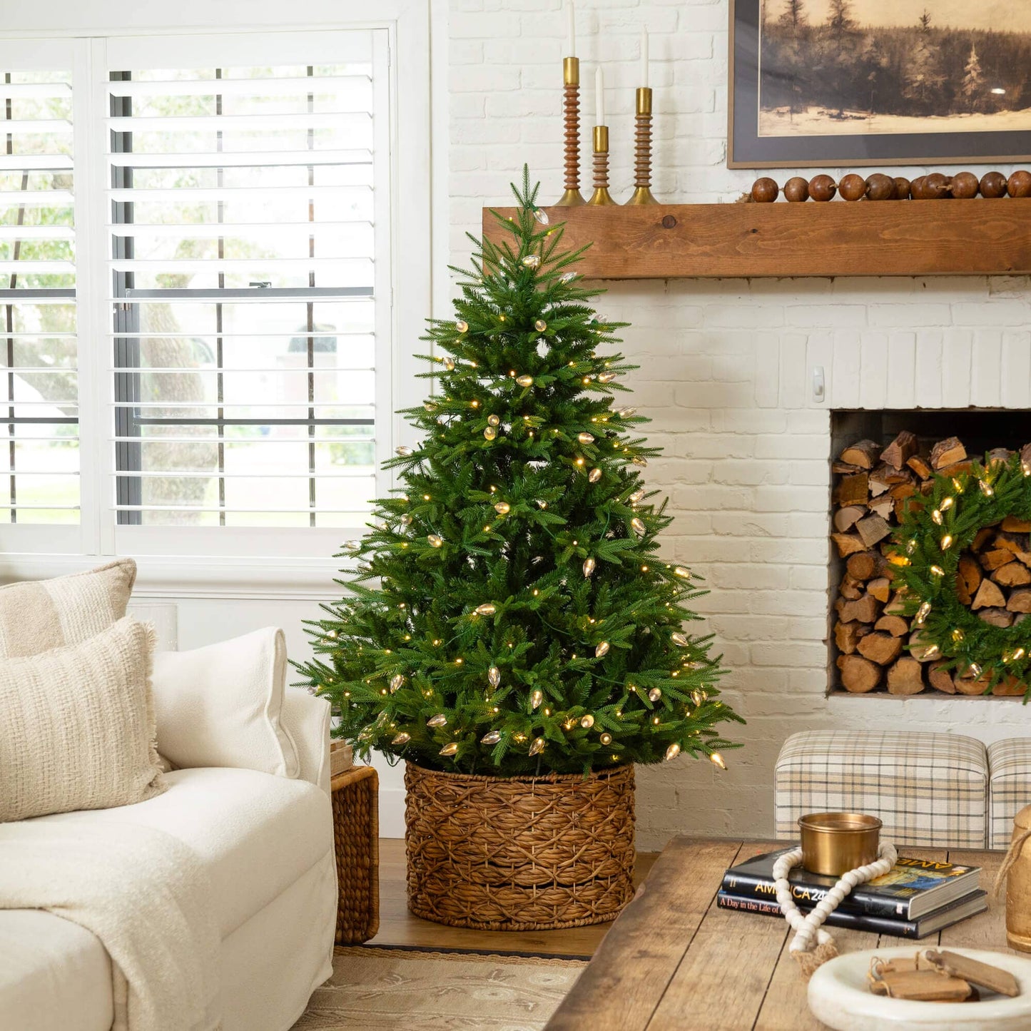 6 ft Luxembourg Pine Christmas Tree by Nearly Natural, pre-lit with 250 multicolored LED lights on Tampa Home & Garden Store