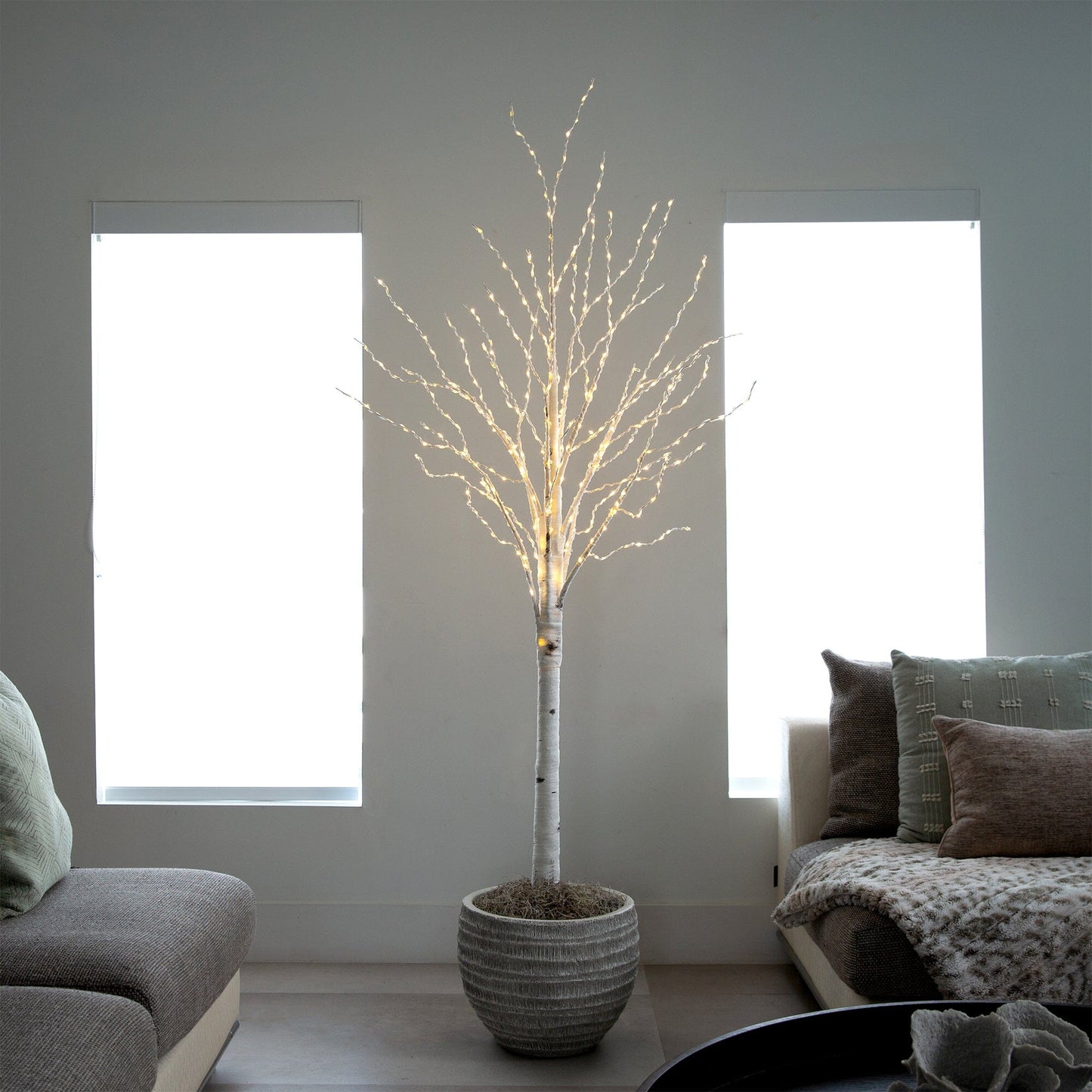 Pre-Lit Birch Tree and 400 Color Changing Lights